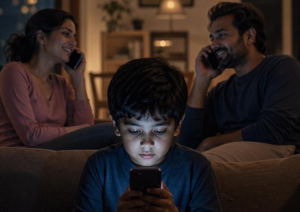 Kids using smartphones and their bad imapct